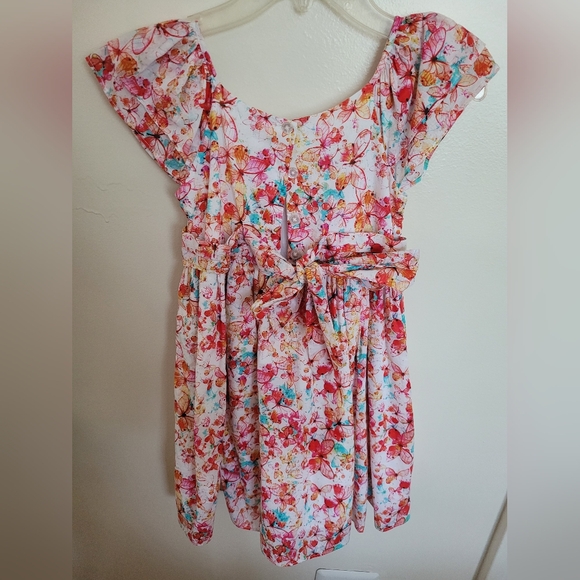 Pippa and Julie Pink Butterfly Dress Buttons Size 6 girls - Picture 3 of 6